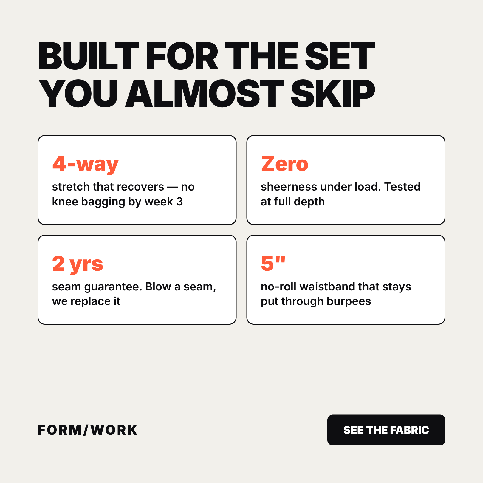 FORMWORK static ad — spec grid angle